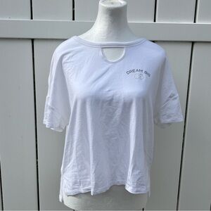 CALIA White Crop Cut Out Short Sleeve T-Shirt